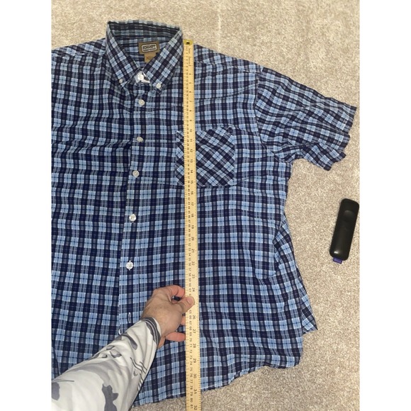 C.E.Schmidt Workwear Men's Short Sleeve Mens 3XL Button Shirt Blue Plaid Camp - Picture 7 of 9